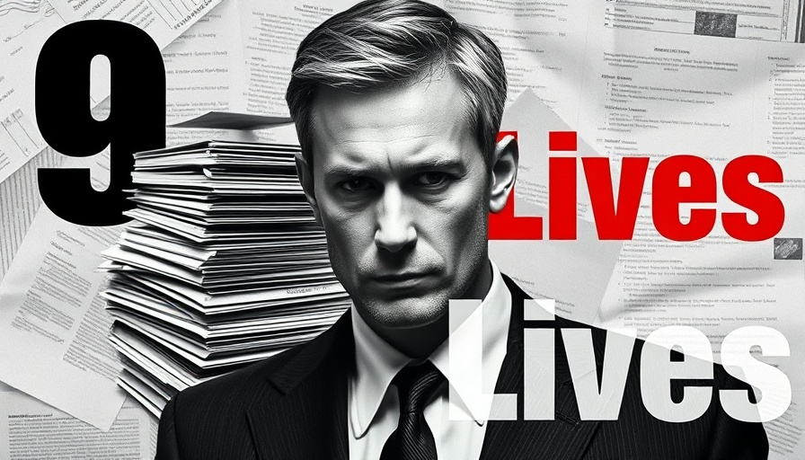 Investigation theme with abstract portrait and documents in the background.