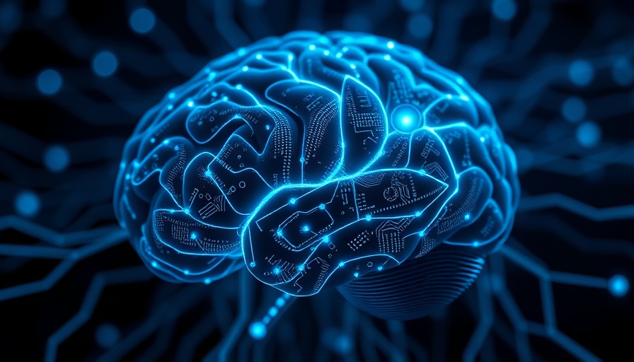 Neuralink trademark telepathy concept with digital brain and microchip.