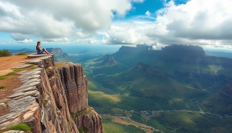 Majestic South African cliffside scene promoting travel safety.