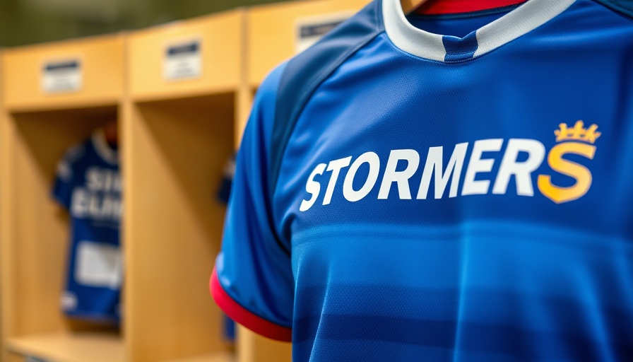 Rate your favorite Stormers rugby jersey close-up in locker room.