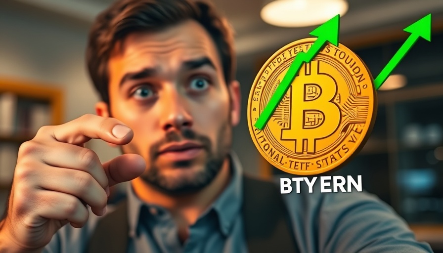 Bitcoin Buy Signal with upward trend and person pointing.