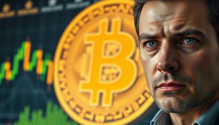 Bitcoin symbol with financial chart background showing market volatility.