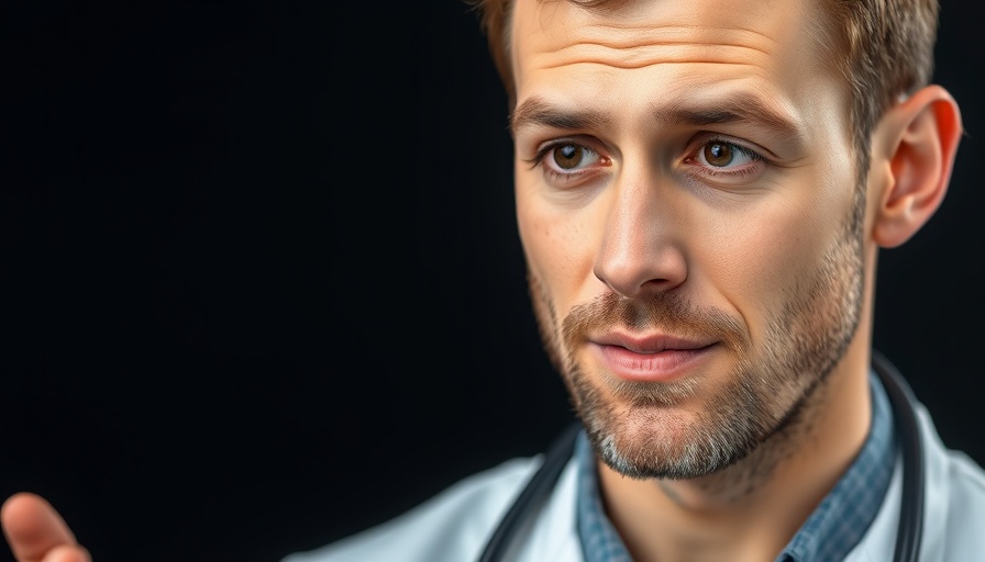 Young male doctor discussing erectile dysfunction treatment, text overlay.