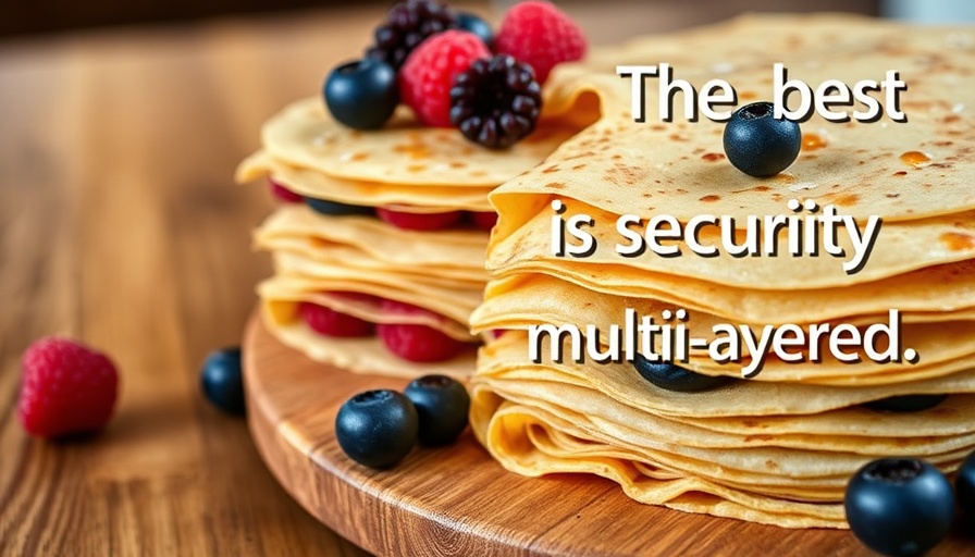 Crypto security concept with layered crepe cake illustration.
