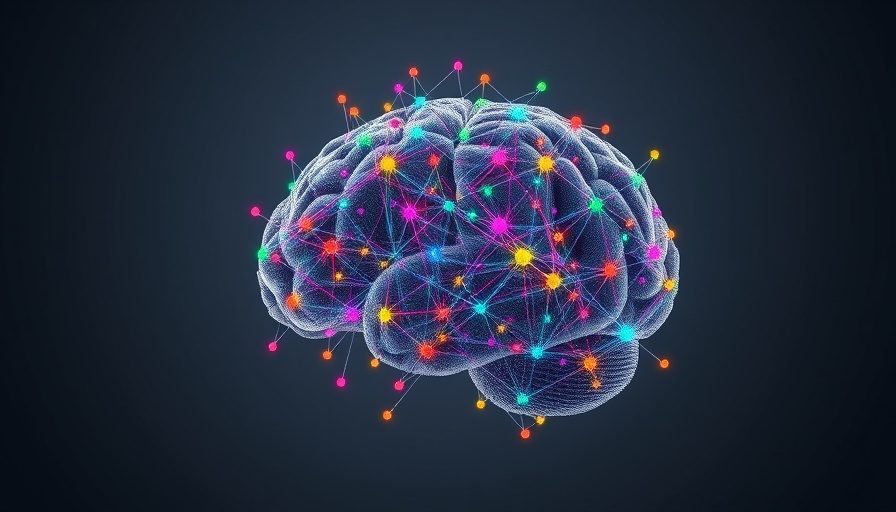 Abstract brain illustration with colorful neuron network representing junk food and mental health.