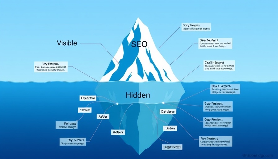 Illustration of iceberg with hidden SEO factors affecting organic rankings.