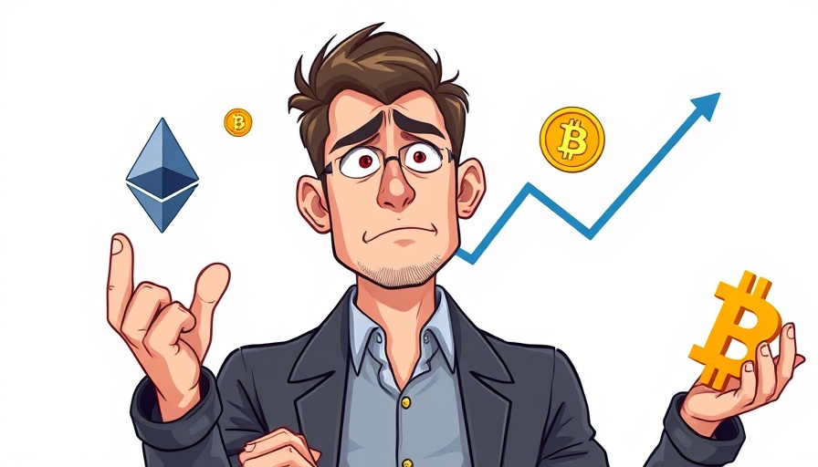 Crypto crash concept with concerned man and dropping chart.
