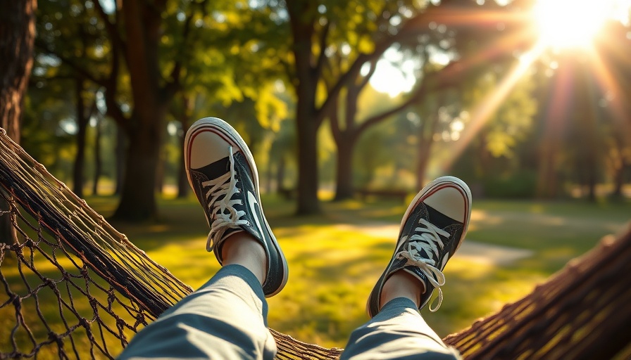Person in sneakers relaxing in a hammock in a sunny park, substance abuse recovery.