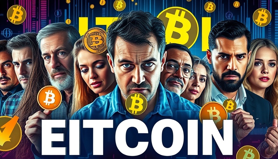 Dynamic cryptocurrency collage with bold text and diverse individuals.
