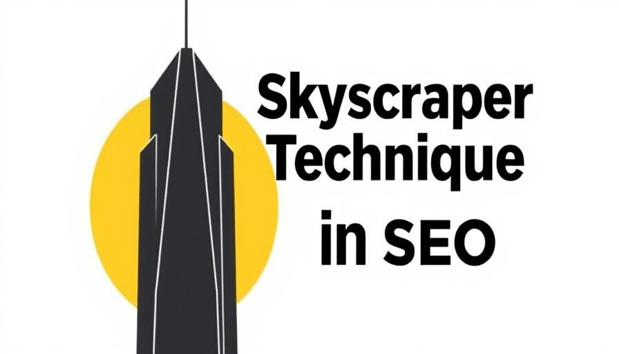 Modern skyscraper silhouette illustration with SEO Skyscraper Technique text.