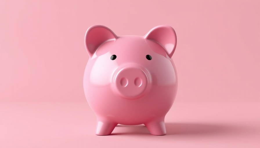 Glossy pink piggy bank on a plain pastel background.