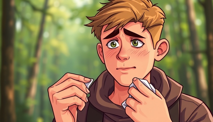 Sick young man holding a handkerchief outdoors, sleep when you're sick