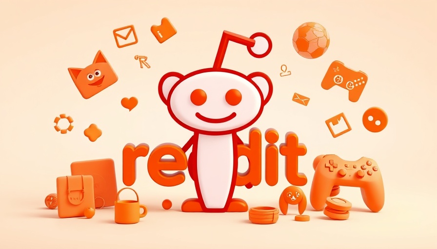 Colorful Reddit logo with 3D icons representing programmatic SEO.