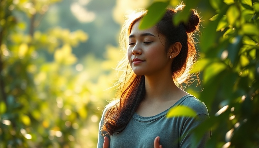 Mindfulness in Addiction Recovery - Woman meditating in nature with sunlight.