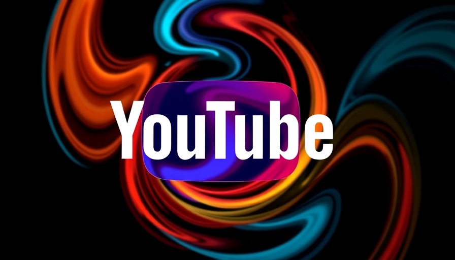 Vibrant YouTube logo with colorful swirls on black background
