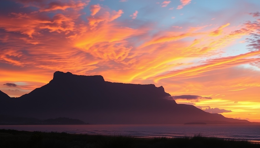 Stunning sunset at Table Mountain with vibrant sky.