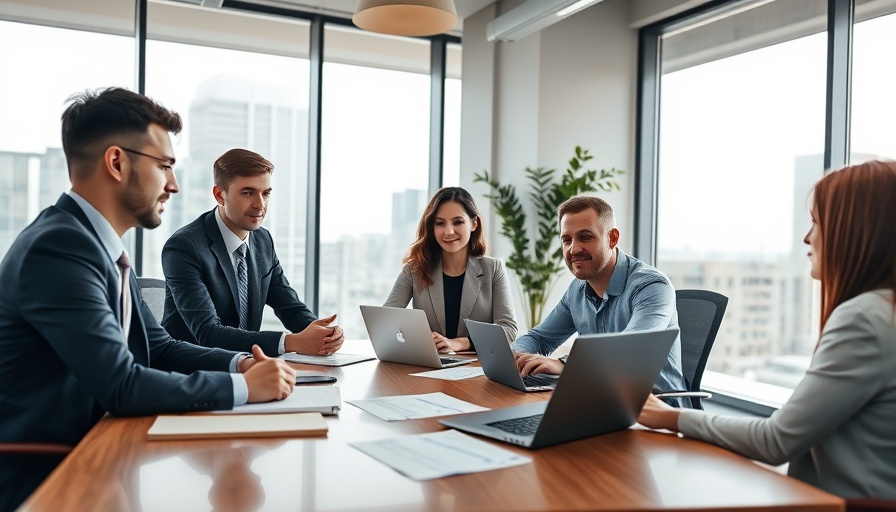 Business team discussing SARS revenue collection strategies in modern office.