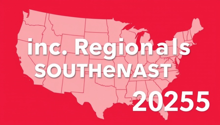 Map highlighting fastest-growing companies in the Southeast for 2025.