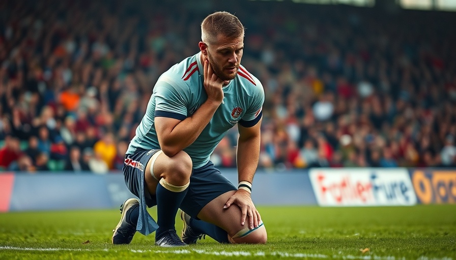 Rugby player kneeling in disappointment on field, Blitzboks season disappointment.