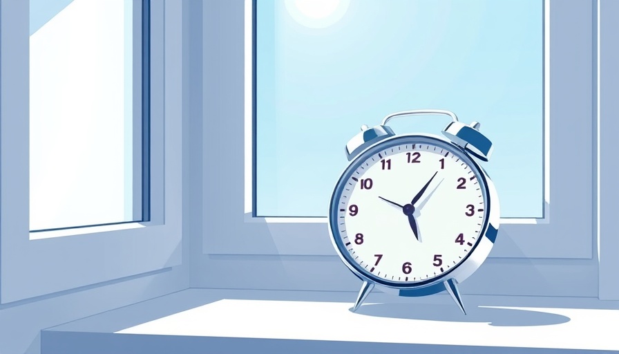 Retro flip clock showing 9 AM on a windowsill in a sunny minimalist illustration, relating to 'what is a long sleeper'.