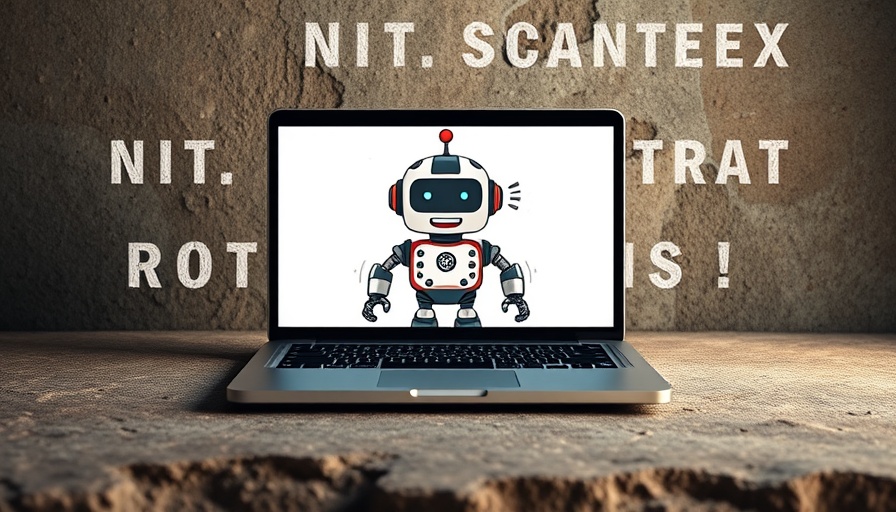 Cartoon robot on laptop screen, concept for Can ChatGPT Transcribe Audio.