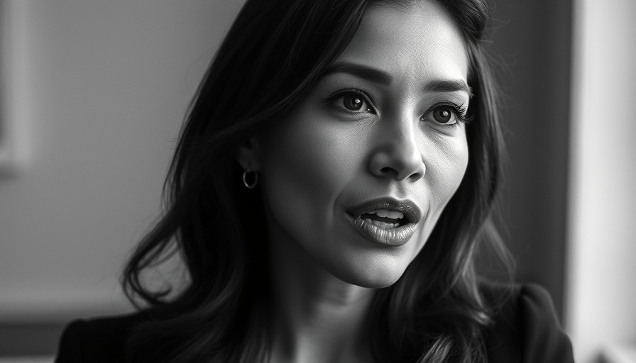 Confident woman discussing banks and crypto in black and white.