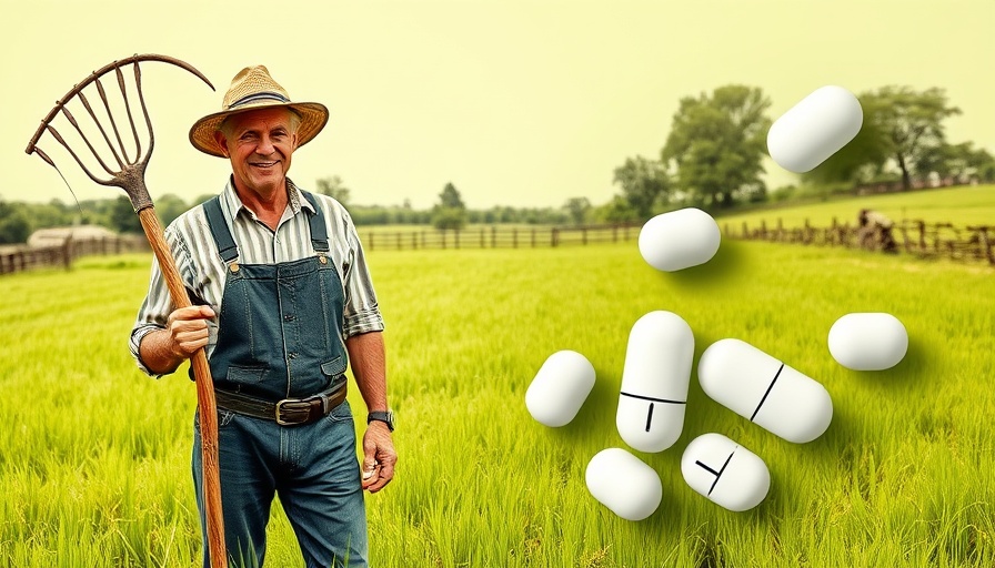 RFK Jr.'s wellness farms idea illustrated with vintage farmer and modern graphic design.