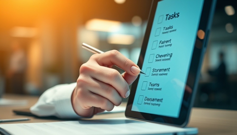 Hand using a stylus on digital checklist for email service provider migration.