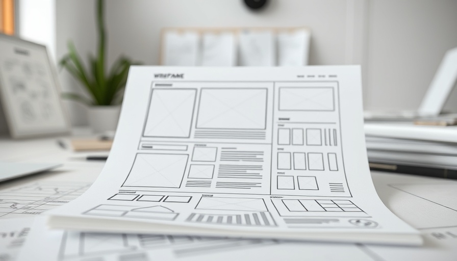 Minimalistic wireframe sketches showcasing data-driven design in grayscale.