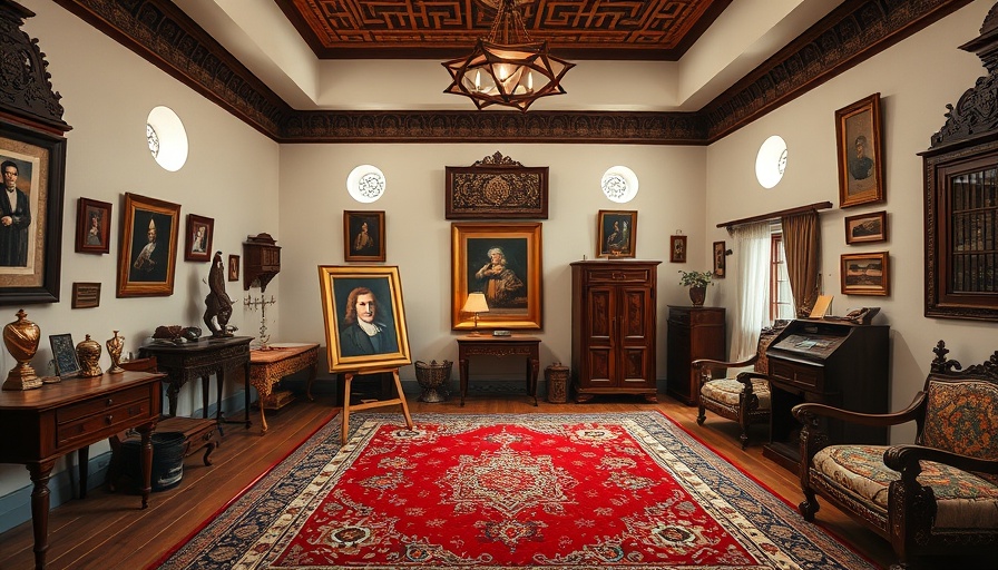 Moroccan Jewish heritage room with traditional decor and artwork.