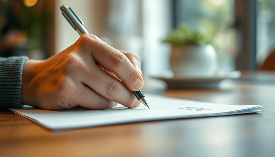 Hand writing with pen on paper for property valuation.