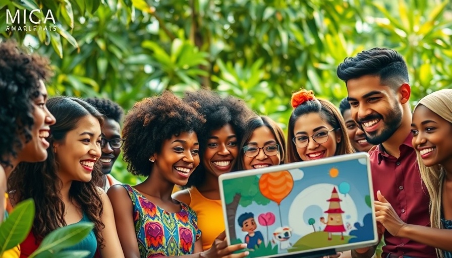 Support Independent Publishing: Colorful cartoon of diverse group and laptop art.