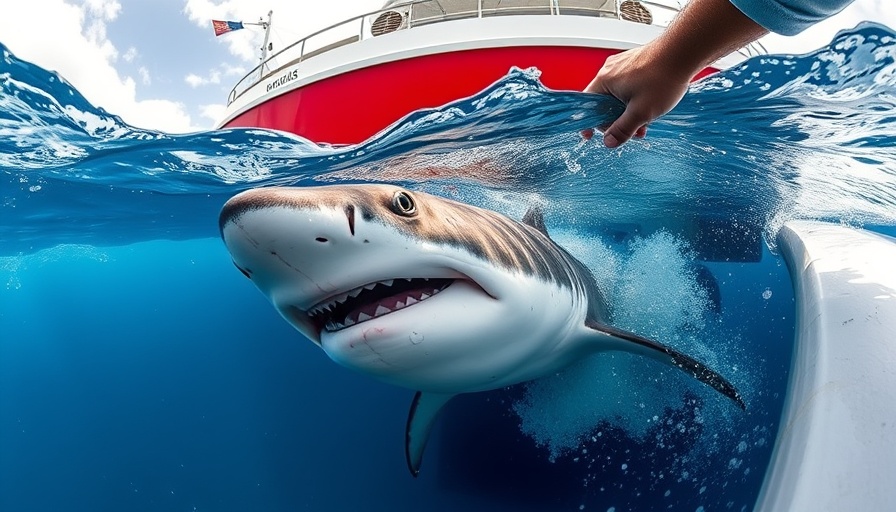 Ragged-tooth shark release in South Africa from a vessel.