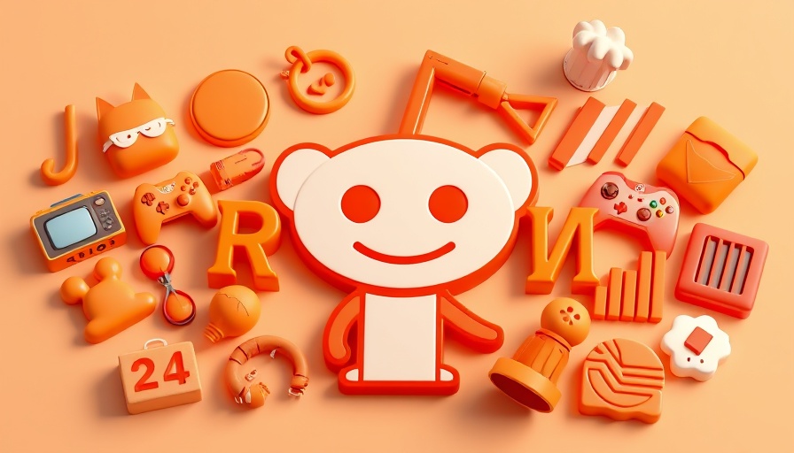 3D Reddit logo with orange objects; not related to Google vs Bing.