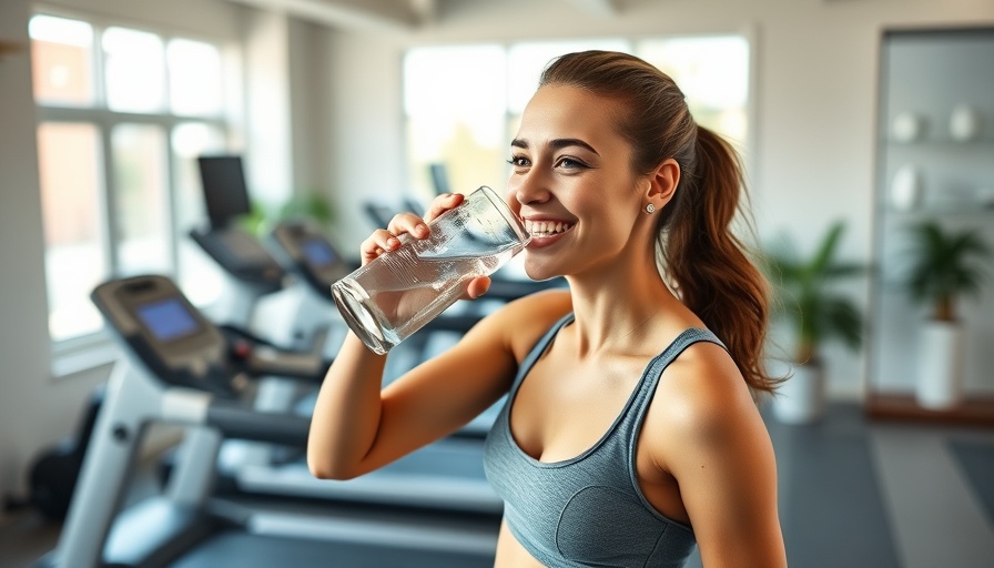 Young woman in home gym, drinking water; alternative treadmill exercises for fitness.