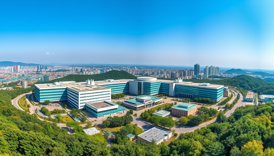 Panoramic view of Korean medical center with modern architecture