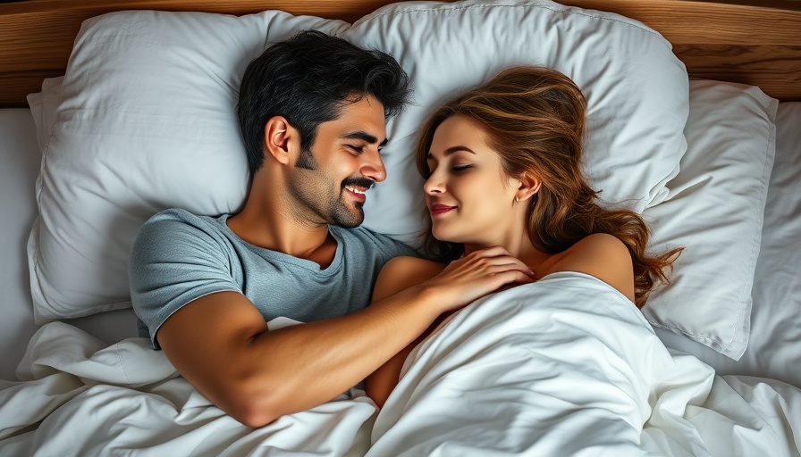 Couple feeling sleepy after sex, peaceful embrace in bed.