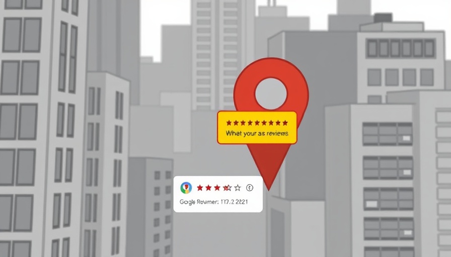 Google Maps illustration combating fake reviews, urban backdrop