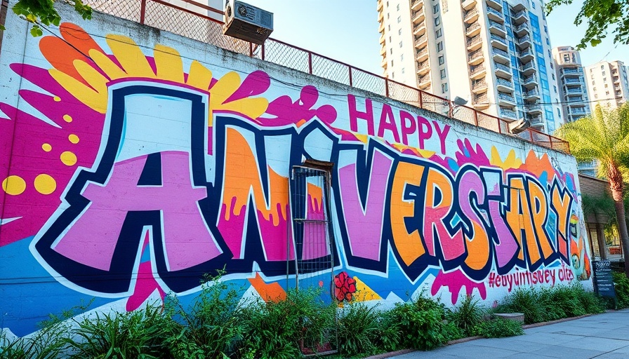 PUBG MOBILE 7th Anniversary graffiti mural on building wall