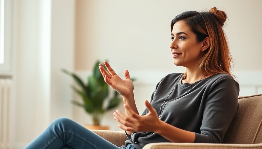 Woman discussing living abroad and financial freedom indoors