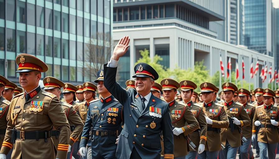Senegal Defense Market parade with officers and a civilian waving