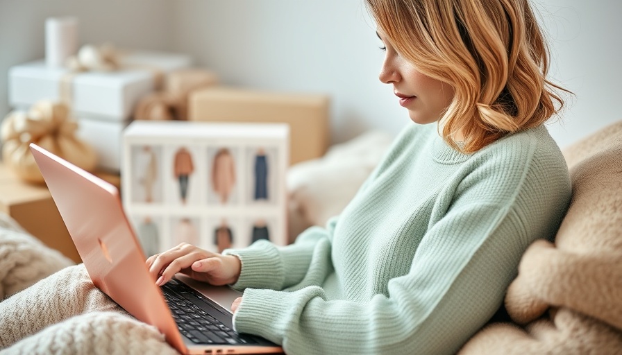 Woman using a laptop to browse resale fashion, highlighting PPC advertising challenges for second-hand retailers.