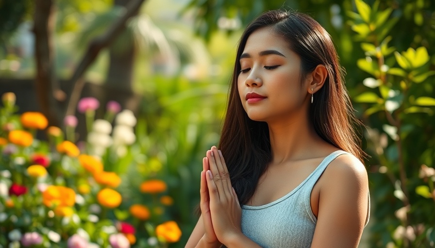 Woman meditating in garden, highlighting substance abuse recovery.