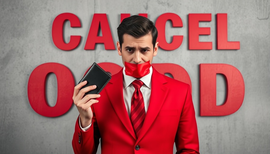 Man with taped mouth holding wallets, highlighting OCD.