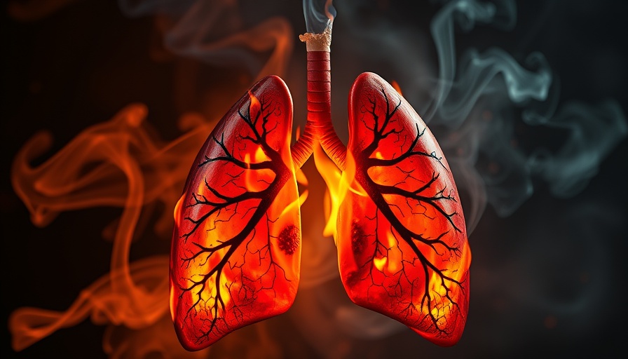 Burning lungs resembling a cigarette symbolize smoking and depression link.