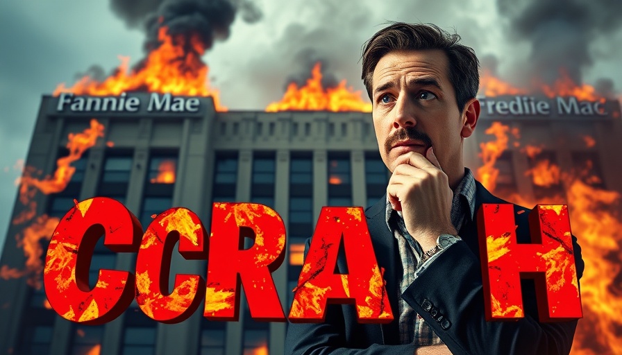Concerned man with financial crash background, Trump's Plans for Fannie Mae and Freddie Mac.
