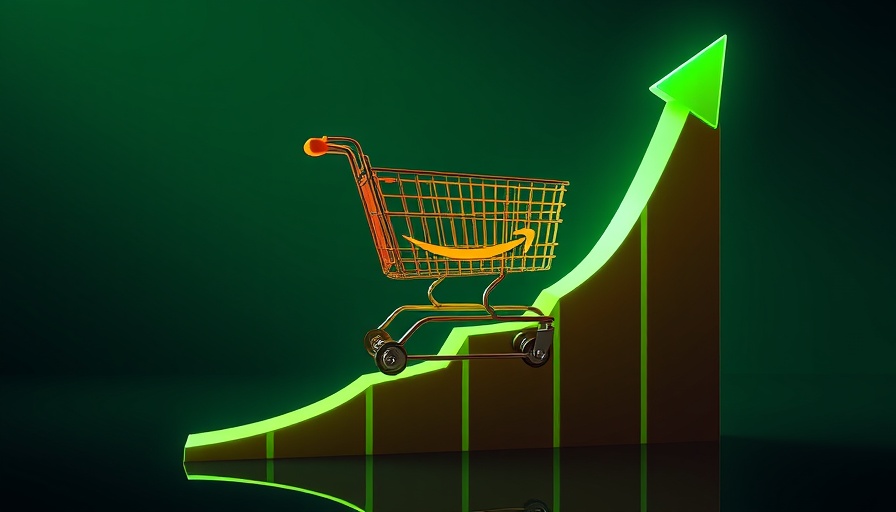 Amazon shopping cart ascending a graph symbolizing price increase.