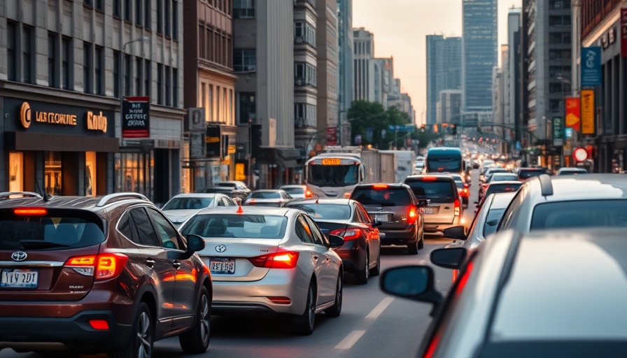 Heavy traffic on urban street at twilight, illustrating daily pressures.