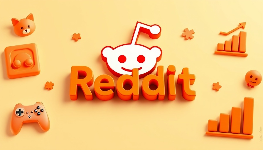 Reddit logo surrounded by 3D icons, illustrating high impressions in SEO.