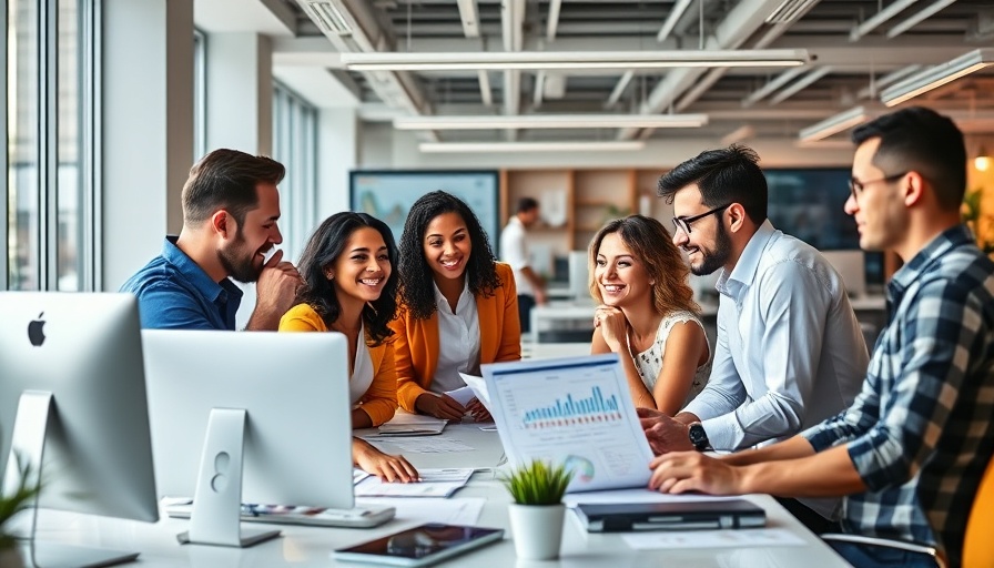 Digital marketing strategy team in a modern office setting.